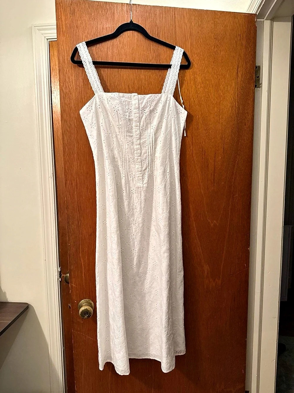 Aritzia Thimble Dress Eyelet Midi in White Size 10 NWT
